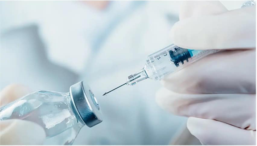 Syringe and vial filled with a drug for injection often used for critical quality attributes drug product analysis also known as critical quality attributes drug product